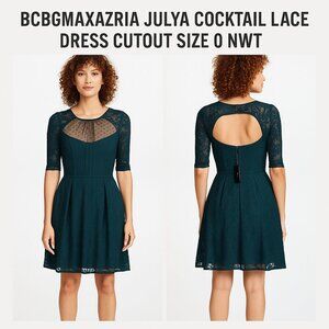 BCBGMaxAzria Julya Teal Lace Cocktail Dress Cutout Size 0 NWT
